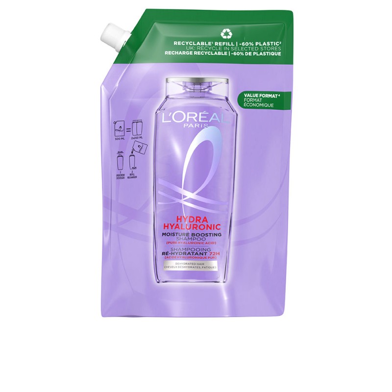 ELVIVE HYDRA HYALURONIC shampooing recharge hydratation 72h pack éco ELVIVE HYDRA HYALURONIC shampooing recharge hydratation 72h pack éco